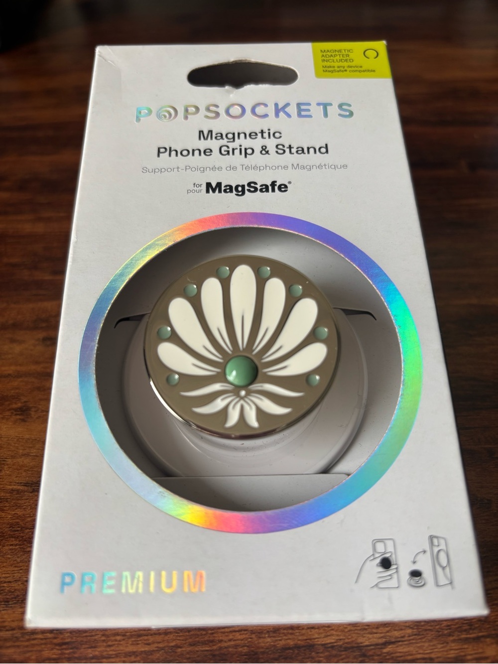 PopSockets MagSafe Magnetic Phone Grip Stand Gem Bloom White Floral